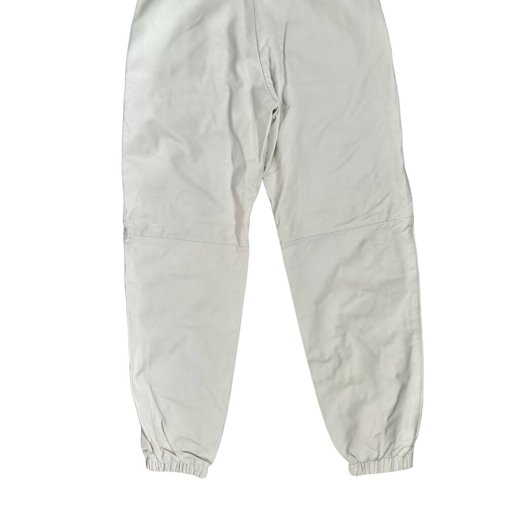 Longchamp White Italian Lamb Leather Pants Tapered Joggers High Rise Pants Sz 36 - Picture 11 of 15